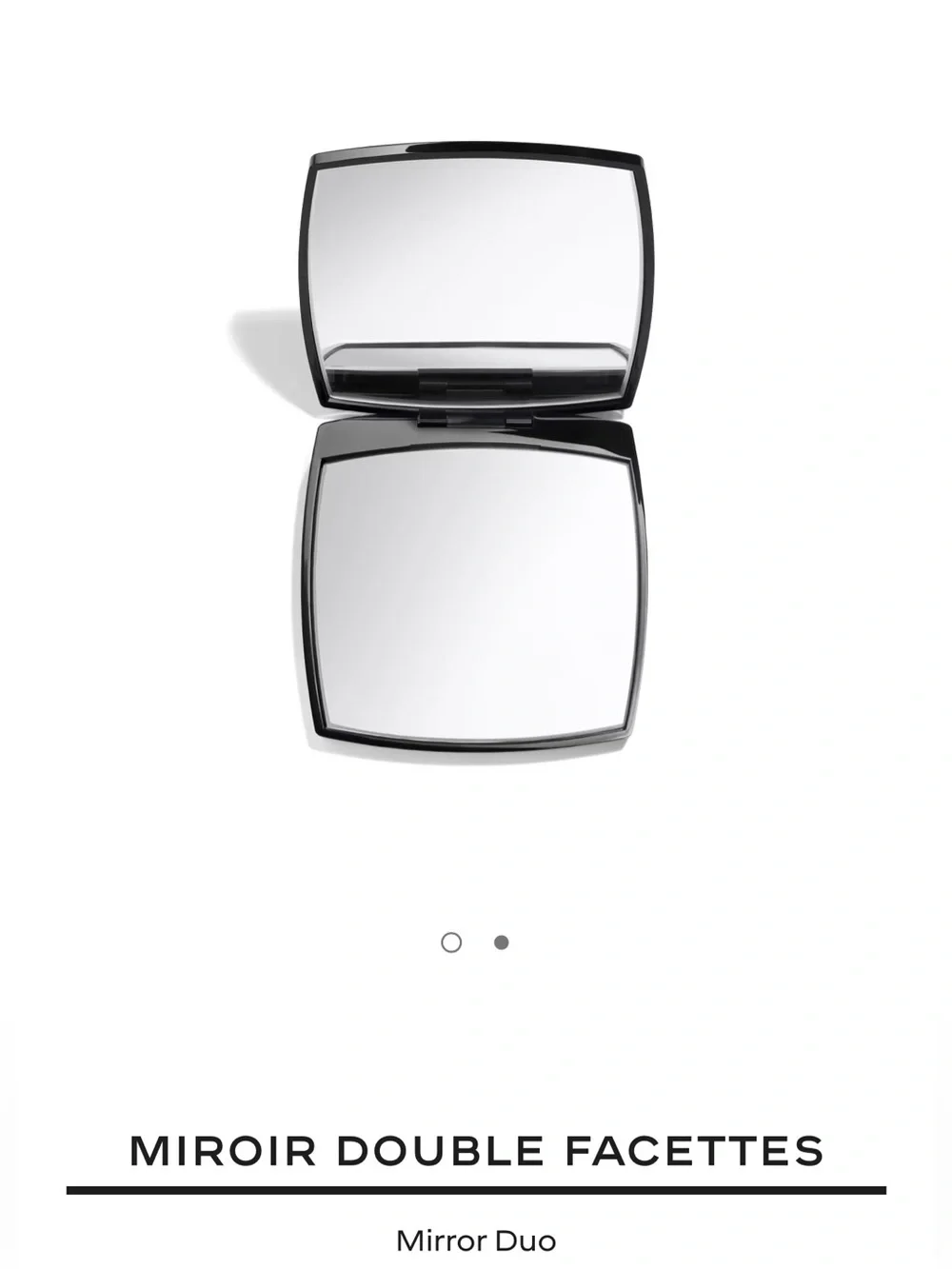 AUTH CHANEL Black Double-Sided Compact Mirror, CC Logo & White CHANEL Pouch ++